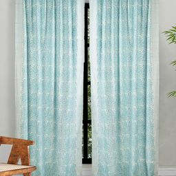 Fabindia Blue & White Floral Cotton Linen Door Curtain-44