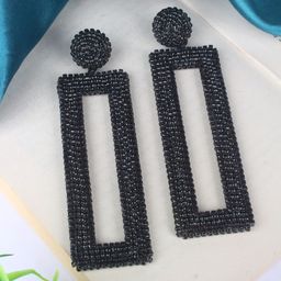 StyleCast Brass-Plated Rhinestone Studded Geometric Drop Earrings-image-9