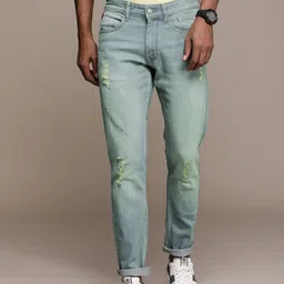 WROGN Men Slim Fit Mid-Rise Mildly Distressed Heavy Fade Stretchable Jeans-image-47