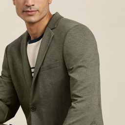 INVICTUS Men Olive Green Solid Single-Breasted Slim Fit Smart Casual Blazer-36