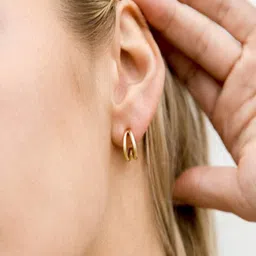 AQUASTREET 14K Gold Plated Small Double Half HoopsEarrings-46