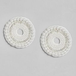 Peora Women Gold-Plated Beaded Circular Studs Earrings image 4