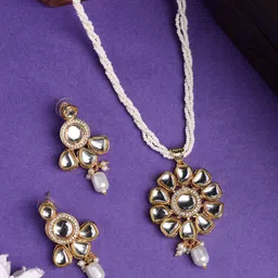 Anouk Women Gold Plated Kundan Studded & Pearls Long Jewellery Set-19