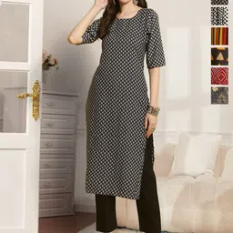 7Threads Selection Of 6 Ethnic Motifs Printed Round Neck Straight Kurta-image-73