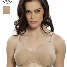 Lady Love Women Set Of 2 Nude-Coloured Non Padded Seamless T-Shirt Bras-picture-35