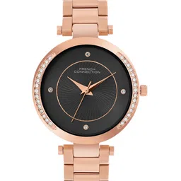 French Connection Women Embellished Dial & Stainless Steel Bracelet Style Straps Analogue Watch FCH07RGM-51