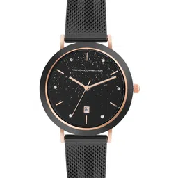 French Connection Women Embellished Dial & Stainless Steel Bracelet Style Straps Analogue Watch FCP51BM-50