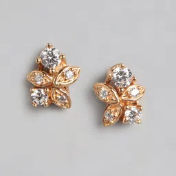 Anouk 925 Sterling Silver 18Kt Rose Gold-Plated CZ Floral Studs Earrings-2