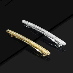 LAIDA Women Set of 2 Embellished Silver-Toned & Gold-Toned French Barrette-17