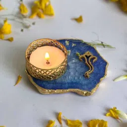 home arte Blue Stone Figurine Tea light Holder-picture-34