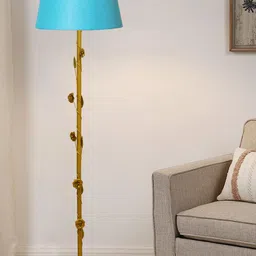Homesake Turquoise Blue & Gold-Toned Frustum Shaped Contemporary Floor Lamp & With Bulb-10