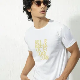 RARE RABBIT Men Akro Slim Fit Typography Printed Cotton T-Shirt-image-57