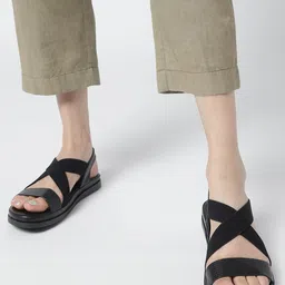 Marc Loire Textured Double Strap Open Toe Flats With Backstrap-2