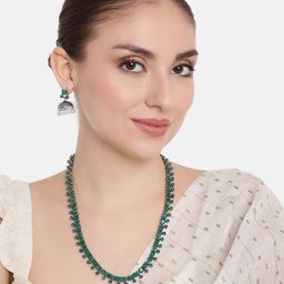 AITIHYA Women Silver-Plated Stones-Studded Oxidised Jewellery Set-image-50