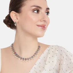 AITIHYA Women Silver-Plated Stones-Studded Oxidised Jewellery Set-picture-14