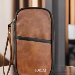 LOREM Tan & Black Faux Leather Cheque Book Passport Holder Organizer for Men & Women-50