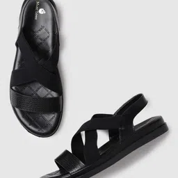 Marc Loire Textured Double Strap Open Toe Flats With Backstrap image 5