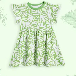 mothercare Floral Print Flutter Sleeve Pure Cotton A-Line Dress-35