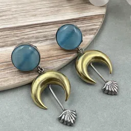 NAMAN ARTS Silver-Plated Artificial Stones Studded Contemporary Drop Earrings-picture-14