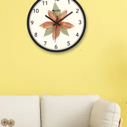 OLIVE TREE Black & Off White Printed Analogue Round Contemporary Wall Clock-image-31