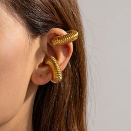 ISHKAARA Gold-Plated Spiral Duo Clip On Chunky Ear Cuff Earrings-47