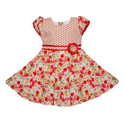 Wish Karo Girls Beige & Red Printed Fit & Flare Dress-24