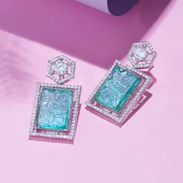Zaveri Pearls Silver-Plated Cubic Zirconia Studded Drop Earrings-35