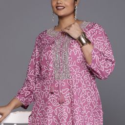 Varanga Plus Size Bandhani Printed Tie-Up Neck Gotta Patti Kurta-55