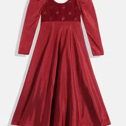 Ethnovog Girls Floral Embroidered Puff Sleeve Maxi Dress-image-20