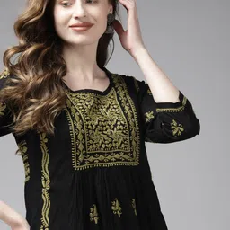ADA Ethnic Motifs Embroidered Chikankari Kurti-picture-30