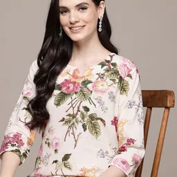 Readiprint Fashions Women Floral Printed Pure Cotton Kurta with Trousers-image-49