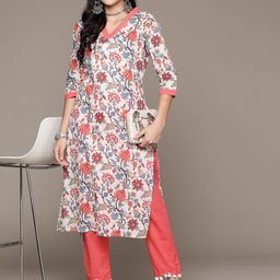 Readiprint Fashions Floral Printed Pure Cotton Kurta with Trousers-picture-10