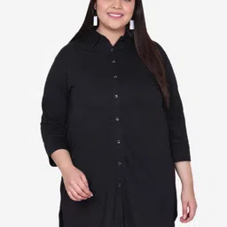 IN Love Plus Size Classic Spread Collar Cotton LongLine Shirt-picture-10
