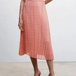 MANGO Striped Accordion Pleated Sustainable A-Line Midi Skirt-image-61
