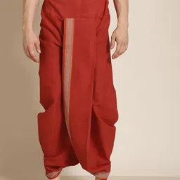 Anug by SOJANYA Men Maroon Solid Cotton Dhoti Pants-picture-53