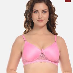 FIMS Burgundy & Pink Pack of 2 Cotton Solid Lightly Padded Bra-image-66