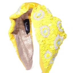 Anekaant Women Yellow & White Sequinned & Beaded Hairband-image-47