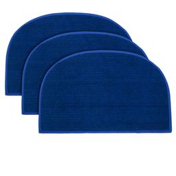 Kuber Industries Set Of 3 Blue Solid D-Shaped Anti-Skid Doormats-93