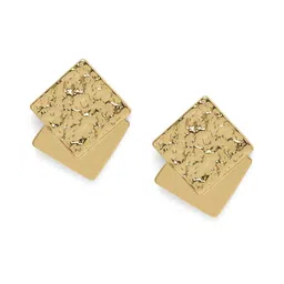 Estele Gold Plated Square Designer Trendy Demifine Stud Earrings-10