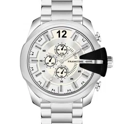 Franktime Men Brass Dial & Stainless Steel Bracelet Style Straps Analogue Watch FT-0008 SL-image-74