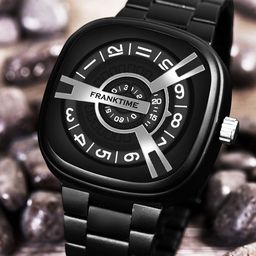 Franktime Men Brass Dial & Stainless Steel Bracelet Style Straps Analogue Watch FT-0022 BLK-22