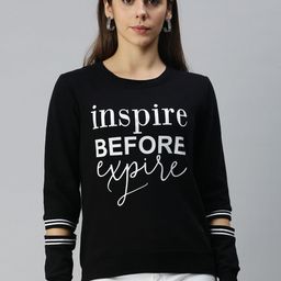 Campus Sutra Women Black Printed Sweatshirt-image-67