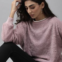 Roadster Women Lavender Drop Shoulder Sweatshirt-picture-41