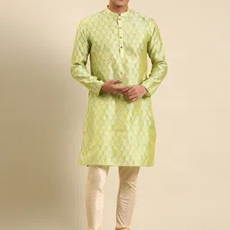 Amodh by Kisah Men Ethnic Motifs Dupion Silk Kurta With Churidar-picture-33