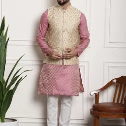 SOJANYA Ethnic Motifs Regular Kurta With Churidar & With Nehru Jacket-19