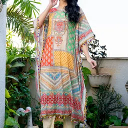 HOUSE OF JAMOTI Dazzling Floral Printed Kaftan Kurta with Trousers-44