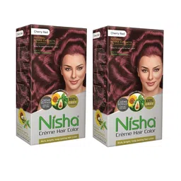 Nisha Unisex Red Pack of 2 Creme Hair Color 120gm each- Cherry Red-111