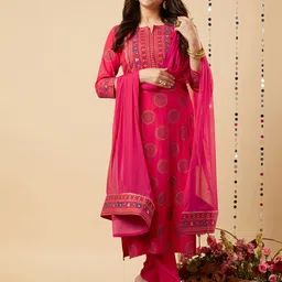 Anni Designer Ethnic Motifs Printed Gotta Patti Straight Kurta With Trouser & Dupatta-image-43
