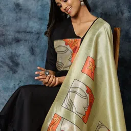 Sangria Black Abstract Printed V-Neck Patchwork Straight Kurta With Trousers And Dupatta-57