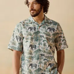 Andamen Men Premium Relaxed Fit Graphic Printed Cuban Collar Casual Shirt-image-46